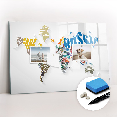 Magnetic dry erase board Text World Map