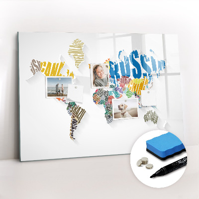 Magnetic dry erase board Text World Map