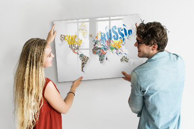 Magnetic board for drawing Text World Map