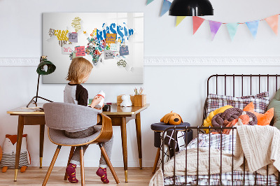 Magnetic dry erase board Text World Map