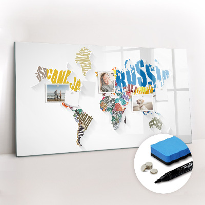 Magnetic board for drawing Text World Map