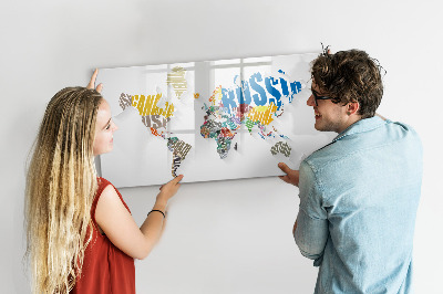 Magnetic board for drawing Text World Map