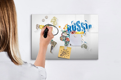 Magnetic board for drawing Text World Map