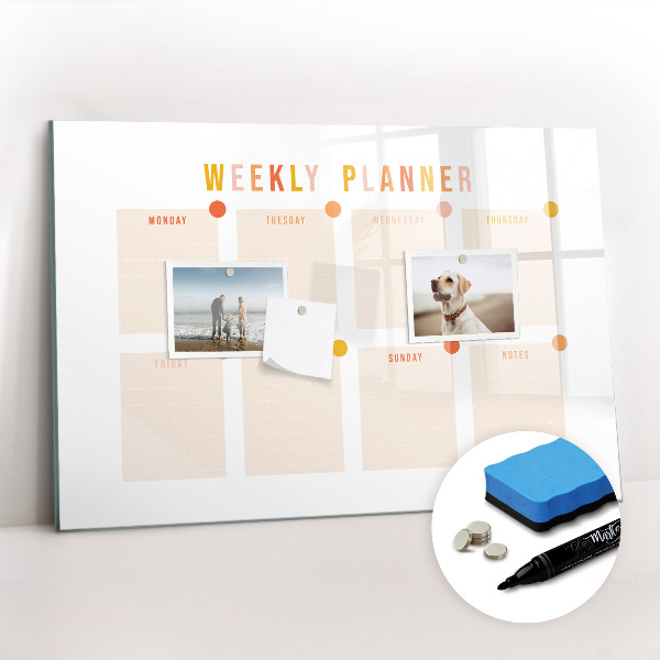 Dry erase magnetic board Weekly planner
