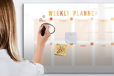 Magnetic writing board Weekly planner