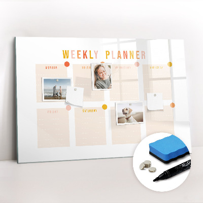 Magnetic writing board Weekly planner