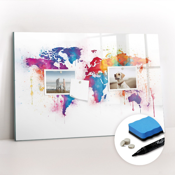 Magnetic writing board World map