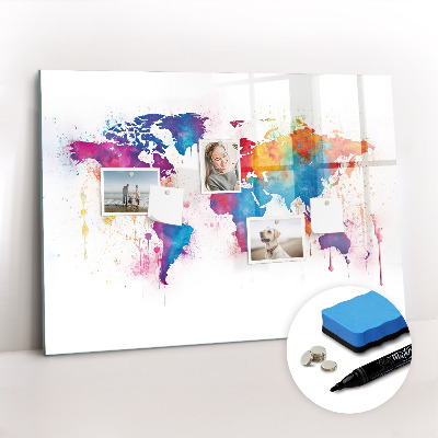 Dry erase magnetic board World map