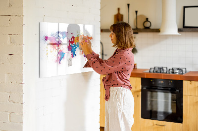 Dry erase magnetic board World map