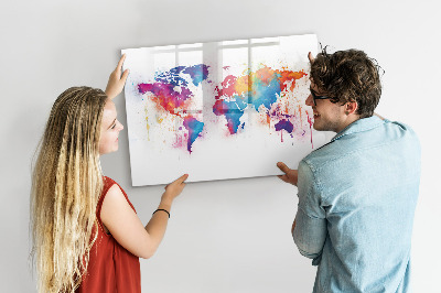 Dry erase magnetic board World map