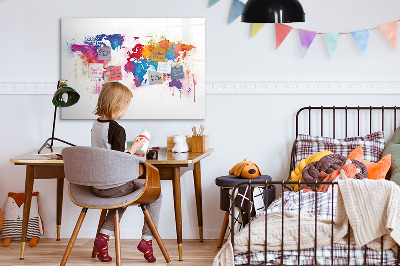 Dry erase magnetic board World map