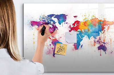 Dry erase magnetic board World map