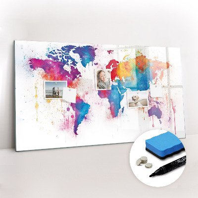 Dry erase magnetic board World map