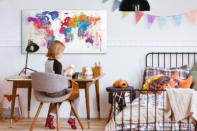 Dry erase magnetic board World map
