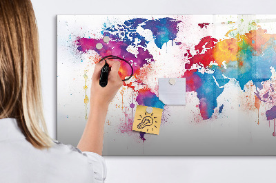 Dry erase magnetic board World map