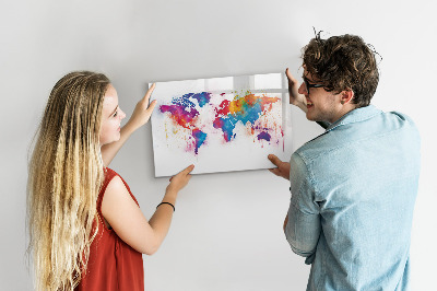 Dry erase magnetic board World map