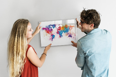 Magnetic writing board World map