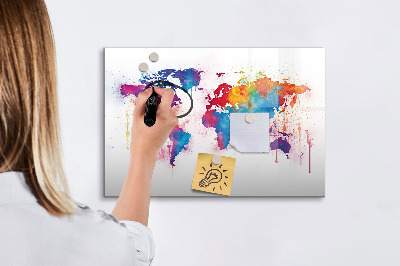 Dry erase magnetic board World map