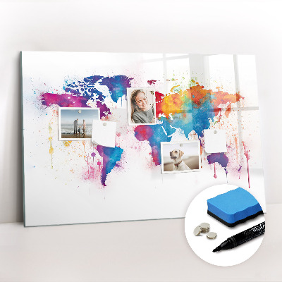 Dry erase magnetic board World map