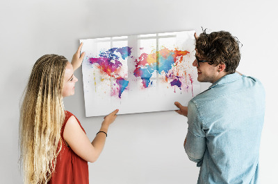 Dry erase magnetic board World map