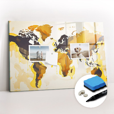 Magnetic dry erase board Abstract world map