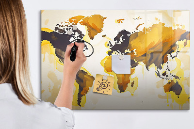 Magnetic dry erase board Abstract world map