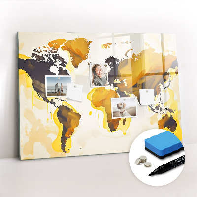 Magnetic dry erase board Abstract world map