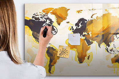 Magnetic dry erase board Abstract world map