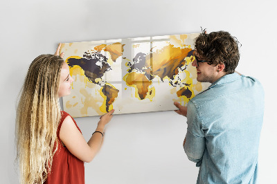 Magnetic dry erase board Abstract world map