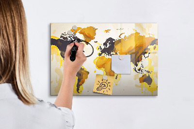Magnetic dry erase board Abstract world map