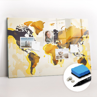 Magnetic dry erase board Abstract world map