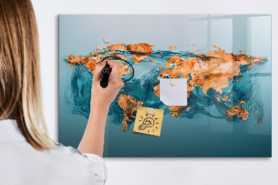 Dry erase magnetic board Abstract world map