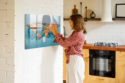 Dry erase magnetic board Abstract world map