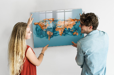 Dry erase magnetic board Abstract world map
