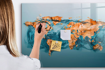 Dry erase magnetic board Abstract world map