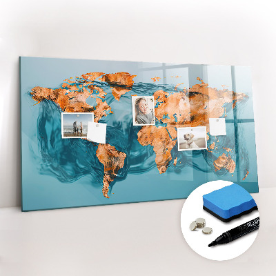 Dry erase magnetic board Abstract world map
