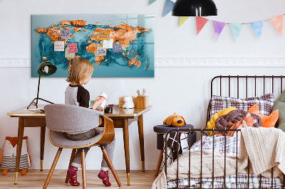 Dry erase magnetic board Abstract world map