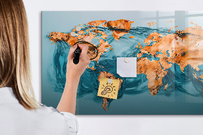 Dry erase magnetic board Abstract world map