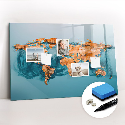 Dry erase magnetic board Abstract world map