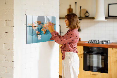 Dry erase magnetic board Abstract world map