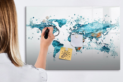 Magnetic dry erase board Water world map