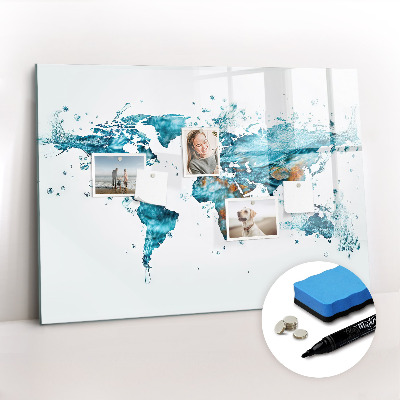 Magnetic dry erase board Water world map