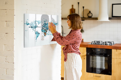 Magnetic dry erase board Water world map