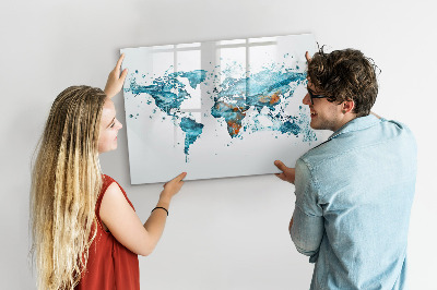 Magnetic dry erase board Water world map
