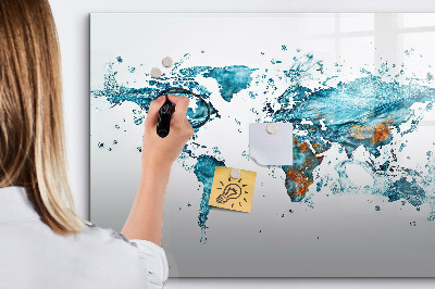 Magnetic dry erase board Water world map