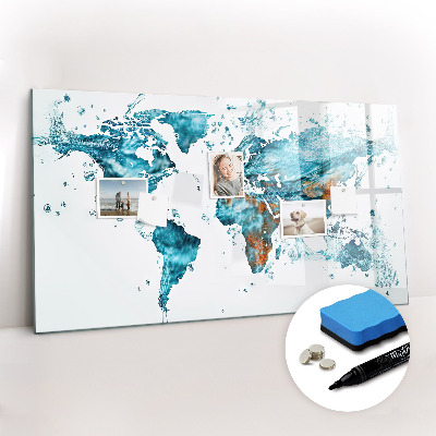 Magnetic dry erase board Water world map