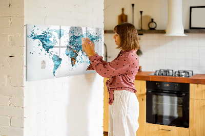 Magnetic dry erase board Water world map