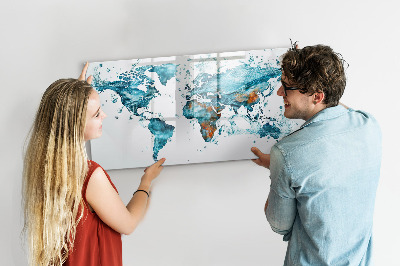 Magnetic dry erase board Water world map