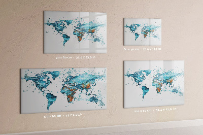 Magnetic dry erase board Water world map
