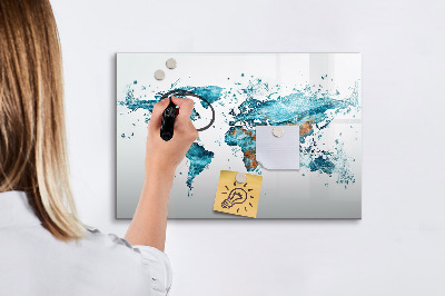 Magnetic dry erase board Water world map